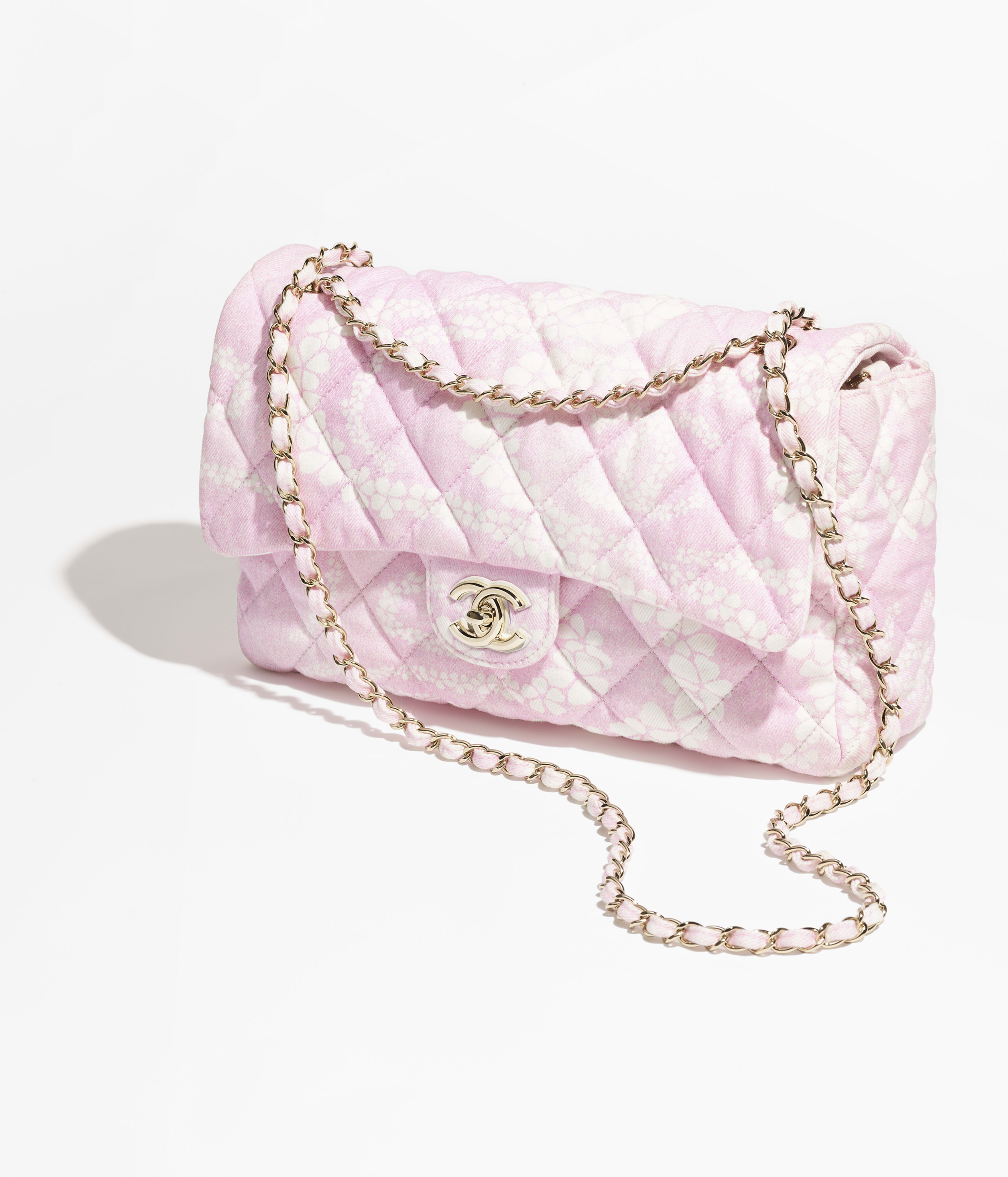 Maxi borsa - Rosa chiaro & bianco - Denim stampato & metallo effetto dorato - vista artistica 2